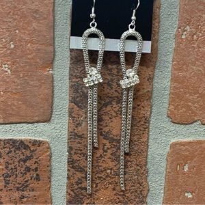 Womens Fashion Lightweight Long Dangle Silver-Toned Earrings Hook Back.